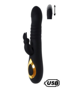 TWIST 2 Noir, Vibromasseur Rabbit "va-et-vient" USB en silicone médical, doté de 18 modes de stimulation - BQ587BLK